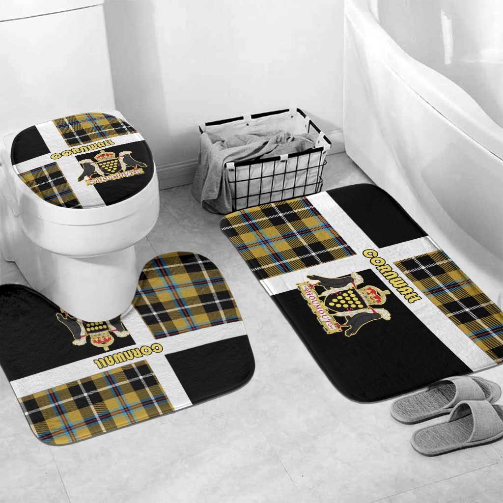 Cornwall Bathroom Set Coat Of Arms - Cornish Tartan - Wonder Print Shop