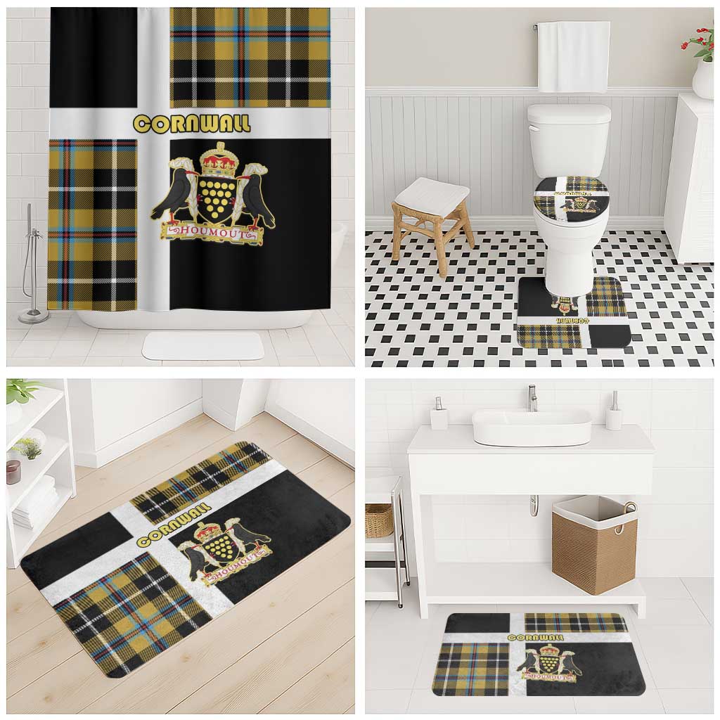 Cornwall Bathroom Set Coat Of Arms - Cornish Tartan - Wonder Print Shop