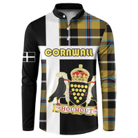 Personalized Cornwall Button Sweatshirt Coat Of Arms - Cornish Tartan - Wonder Print Shop