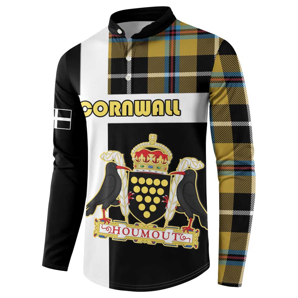 Personalized Cornwall Button Sweatshirt Coat Of Arms - Cornish Tartan - Wonder Print Shop