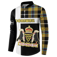 Personalized Cornwall Button Sweatshirt Coat Of Arms - Cornish Tartan - Wonder Print Shop