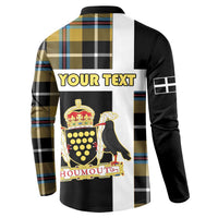 Personalized Cornwall Button Sweatshirt Coat Of Arms - Cornish Tartan - Wonder Print Shop