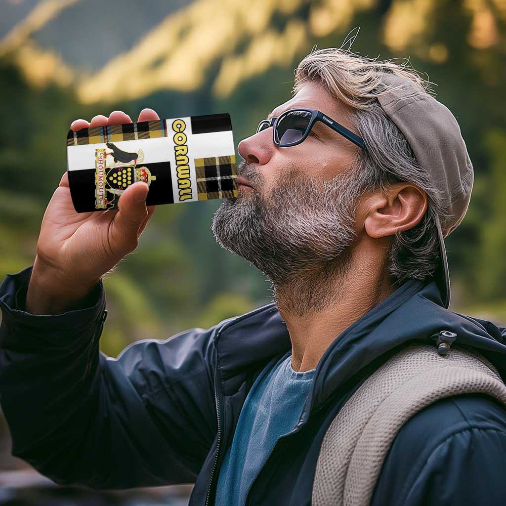 Personalized Cornwall 4 in 1 Can Cooler Tumbler Coat Of Arms - Cornish Tartan - Wonder Print Shop