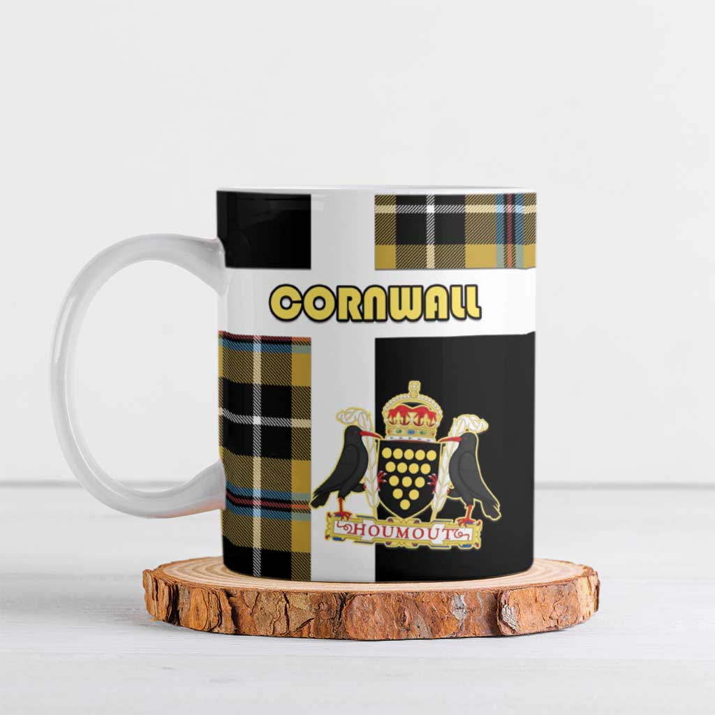 Personalized Cornwall Ceramic Mug Coat Of Arms - Cornish Tartan - Wonder Print Shop