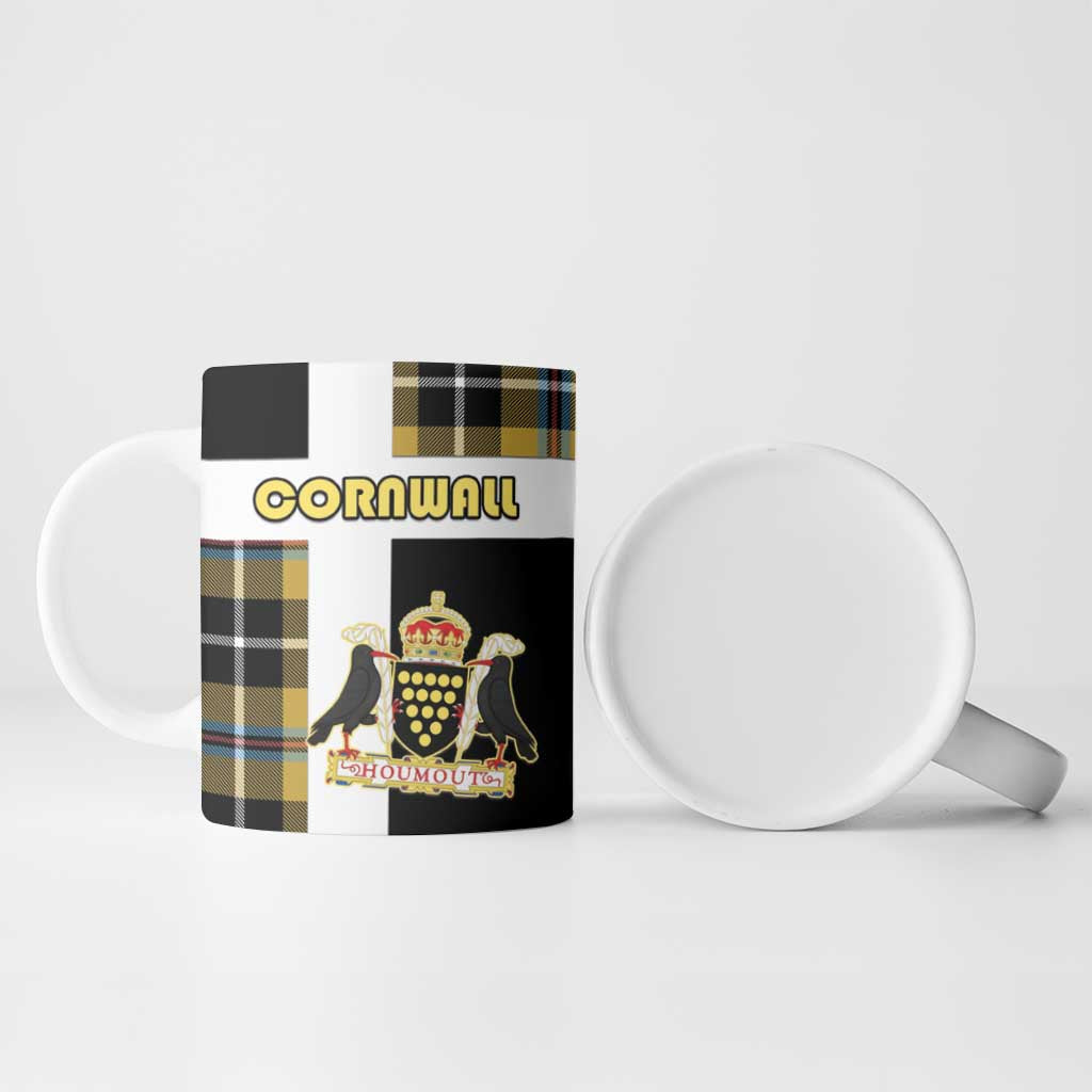 Personalized Cornwall Ceramic Mug Coat Of Arms - Cornish Tartan - Wonder Print Shop