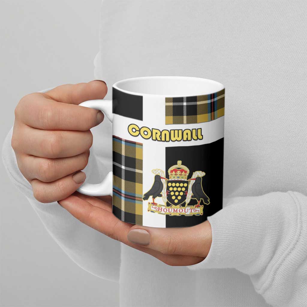 Personalized Cornwall Ceramic Mug Coat Of Arms - Cornish Tartan - Wonder Print Shop