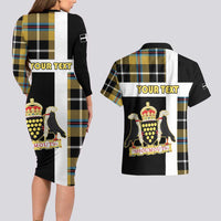 Personalized Cornwall Couples Matching Long Sleeve Bodycon Dress and Hawaiian Shirt Coat Of Arms - Cornish Tartan - Wonder Print Shop