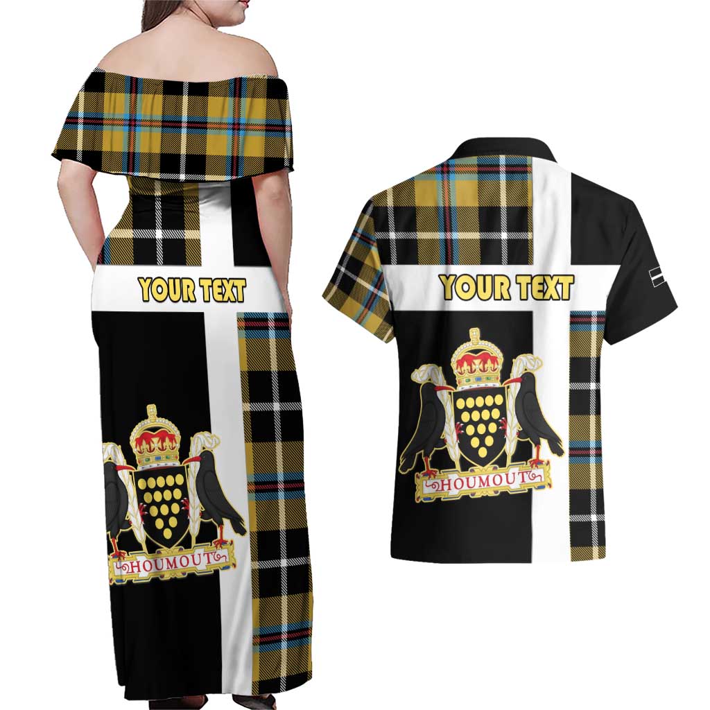 Personalized Cornwall Couples Matching Off Shoulder Maxi Dress and Hawaiian Shirt Coat Of Arms - Cornish Tartan - Wonder Print Shop