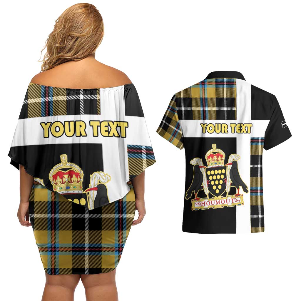 Personalized Cornwall Couples Matching Off Shoulder Short Dress and Hawaiian Shirt Coat Of Arms - Cornish Tartan - Wonder Print Shop