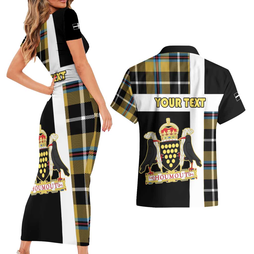 Personalized Cornwall Couples Matching Short Sleeve Bodycon Dress and Hawaiian Shirt Coat Of Arms - Cornish Tartan - Wonder Print Shop
