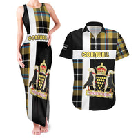 Personalized Cornwall Couples Matching Tank Maxi Dress and Hawaiian Shirt Coat Of Arms - Cornish Tartan - Wonder Print Shop