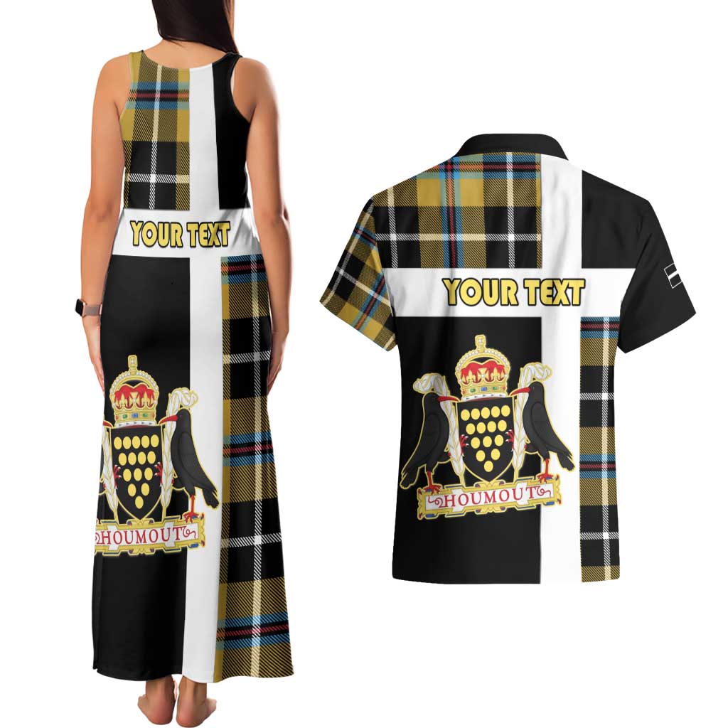 Personalized Cornwall Couples Matching Tank Maxi Dress and Hawaiian Shirt Coat Of Arms - Cornish Tartan - Wonder Print Shop