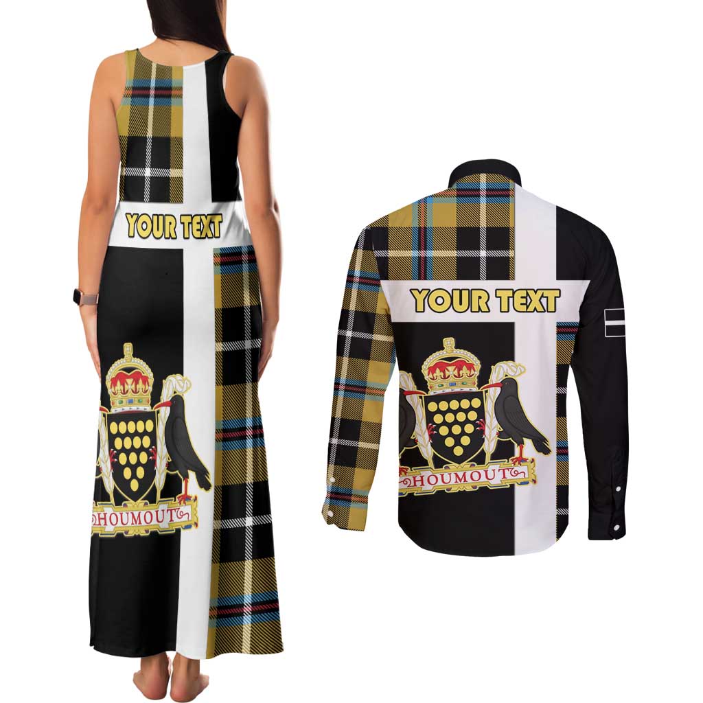 Personalized Cornwall Couples Matching Tank Maxi Dress and Long Sleeve Button Shirt Coat Of Arms - Cornish Tartan - Wonder Print Shop
