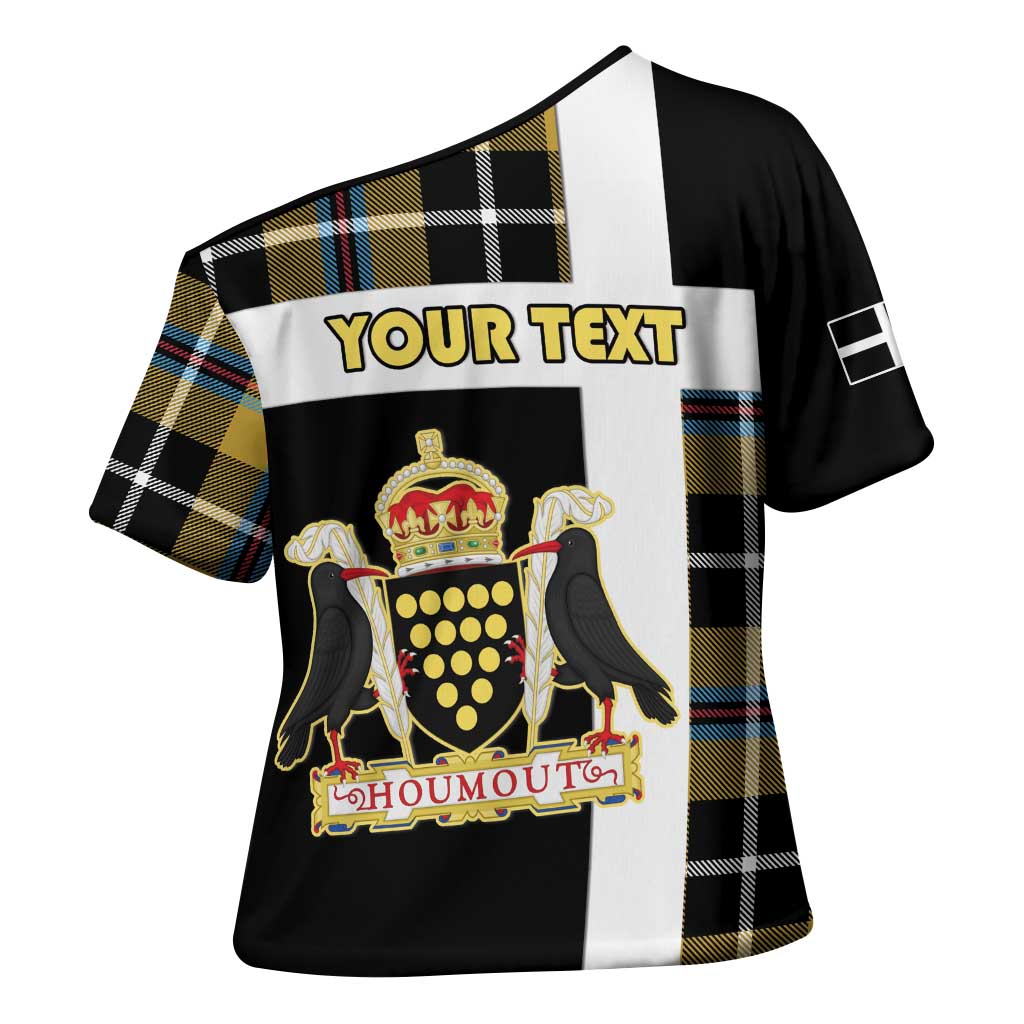 Personalized Cornwall Cross Shoulder Shirt Coat Of Arms - Cornish Tartan - Wonder Print Shop