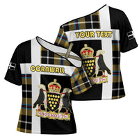 Personalized Cornwall Cross Shoulder Shirt Coat Of Arms - Cornish Tartan - Wonder Print Shop