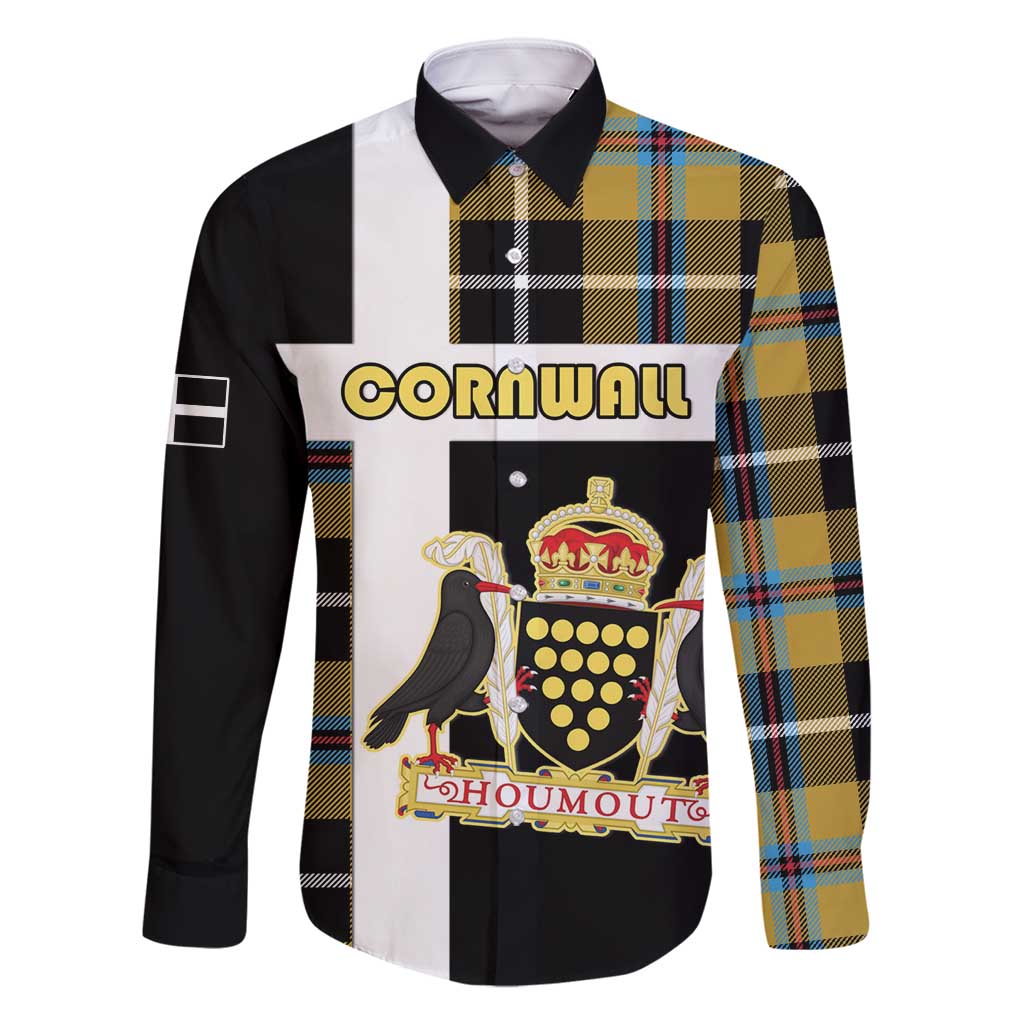 Personalized Cornwall Family Matching Long Sleeve Bodycon Dress and Hawaiian Shirt Coat Of Arms - Cornish Tartan - Wonder Print Shop