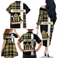 Personalized Cornwall Family Matching Off The Shoulder Long Sleeve Dress and Hawaiian Shirt Coat Of Arms - Cornish Tartan - Wonder Print Shop