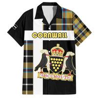 Personalized Cornwall Family Matching Off The Shoulder Long Sleeve Dress and Hawaiian Shirt Coat Of Arms - Cornish Tartan - Wonder Print Shop