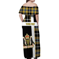Personalized Cornwall Family Matching Off Shoulder Maxi Dress and Hawaiian Shirt Coat Of Arms - Cornish Tartan - Wonder Print Shop