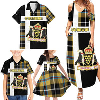 Personalized Cornwall Family Matching Summer Maxi Dress and Hawaiian Shirt Coat Of Arms - Cornish Tartan - Wonder Print Shop