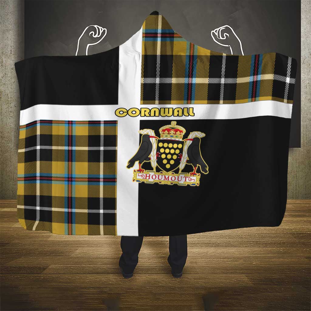 Cornwall Hooded Blanket Coat Of Arms - Cornish Tartan - Wonder Print Shop