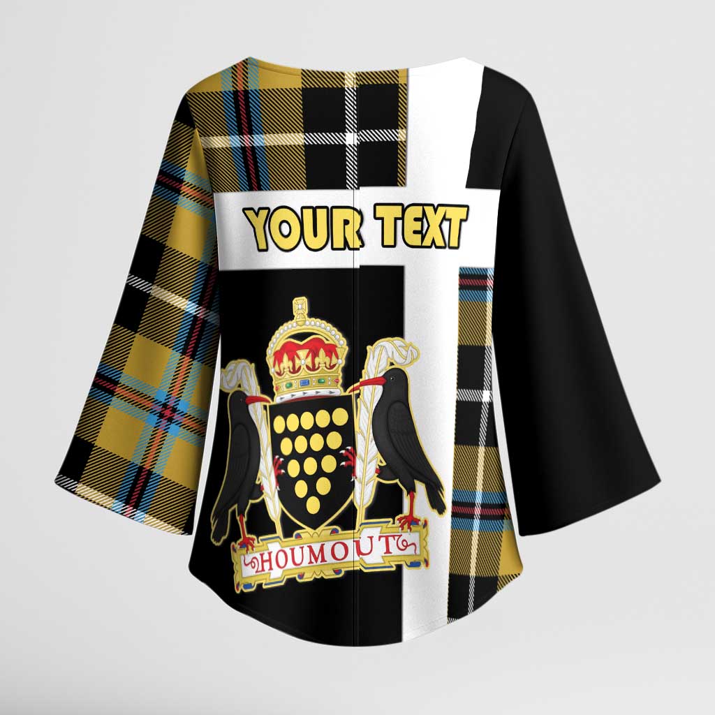 Personalized Cornwall Kimono Sleeve Blouse Coat Of Arms - Cornish Tartan - Wonder Print Shop