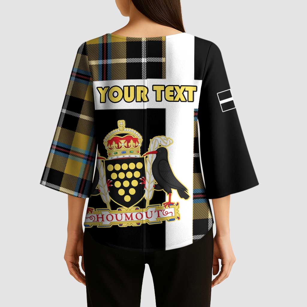 Personalized Cornwall Kimono Sleeve Blouse Coat Of Arms - Cornish Tartan - Wonder Print Shop