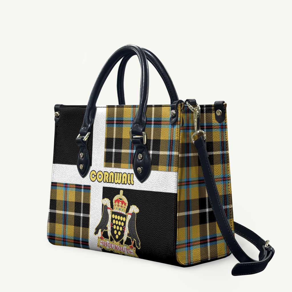 Cornwall Leather Bag Coat Of Arms - Cornish Tartan - Wonder Print Shop