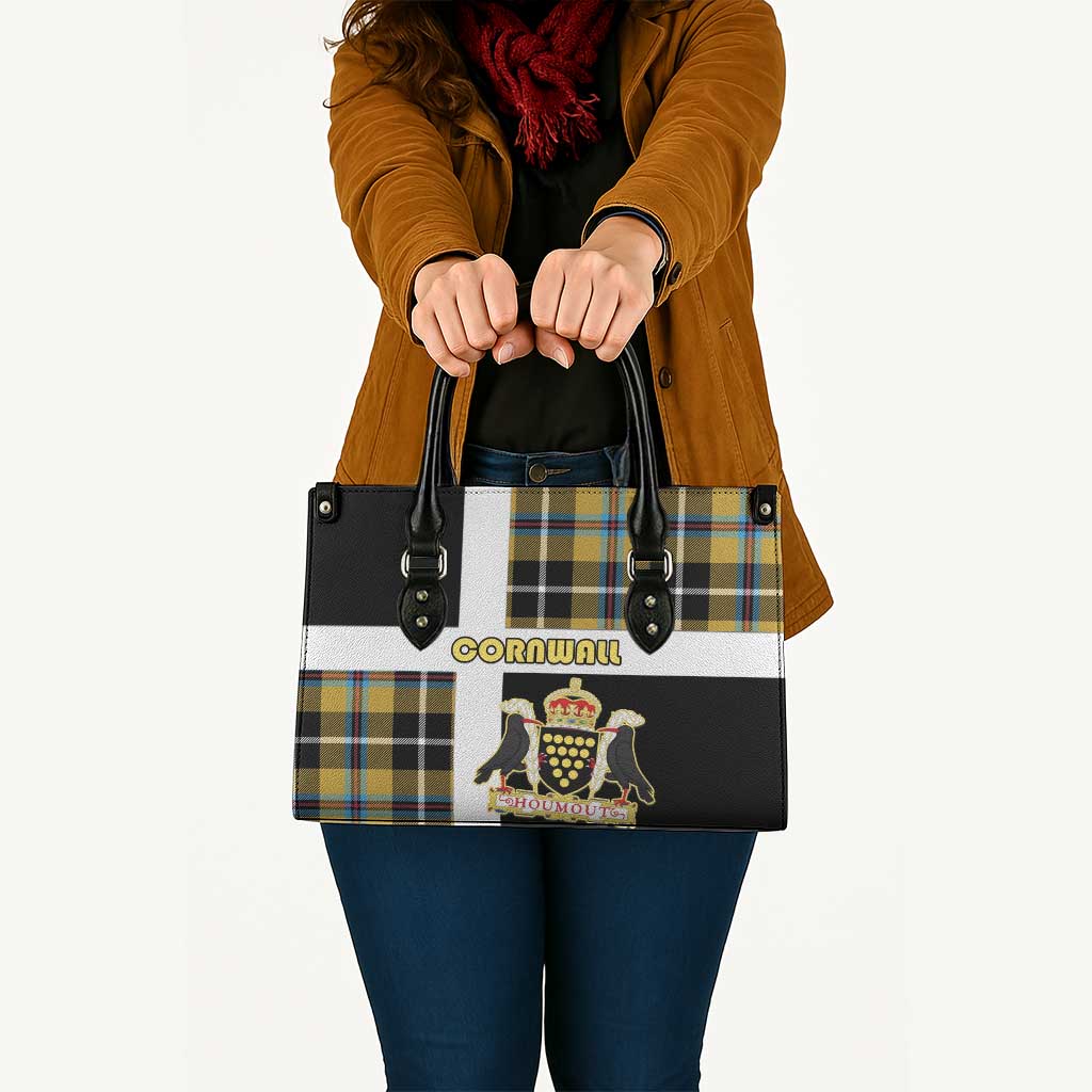 Cornwall Leather Bag Coat Of Arms - Cornish Tartan - Wonder Print Shop