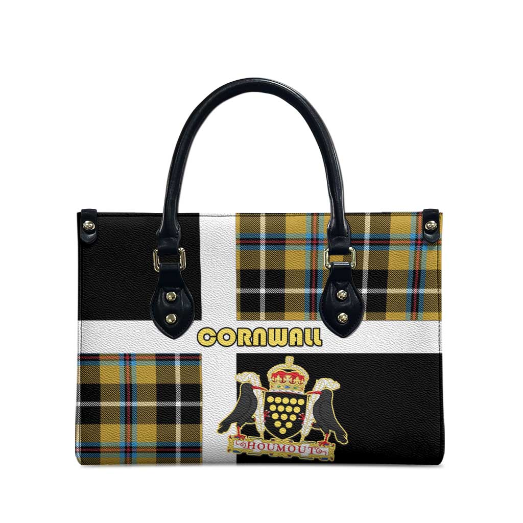 Cornwall Leather Bag Coat Of Arms - Cornish Tartan - Wonder Print Shop