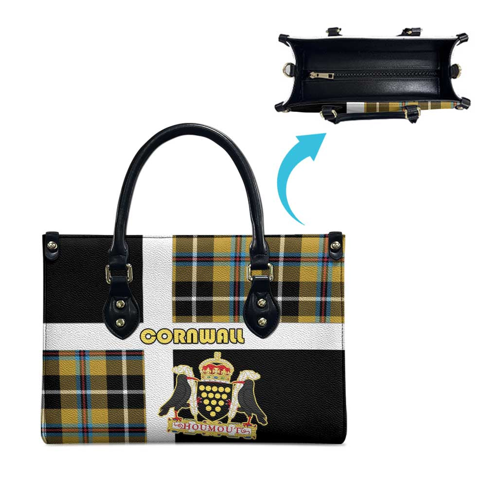 Cornwall Leather Bag Coat Of Arms - Cornish Tartan - Wonder Print Shop