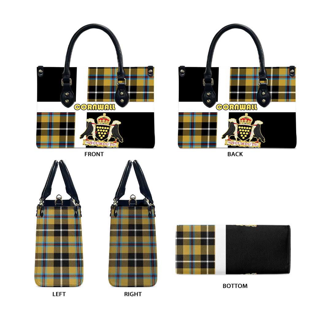 Cornwall Leather Bag Coat Of Arms - Cornish Tartan - Wonder Print Shop
