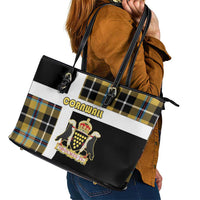 Cornwall Leather Tote Bag Coat Of Arms - Cornish Tartan - Wonder Print Shop