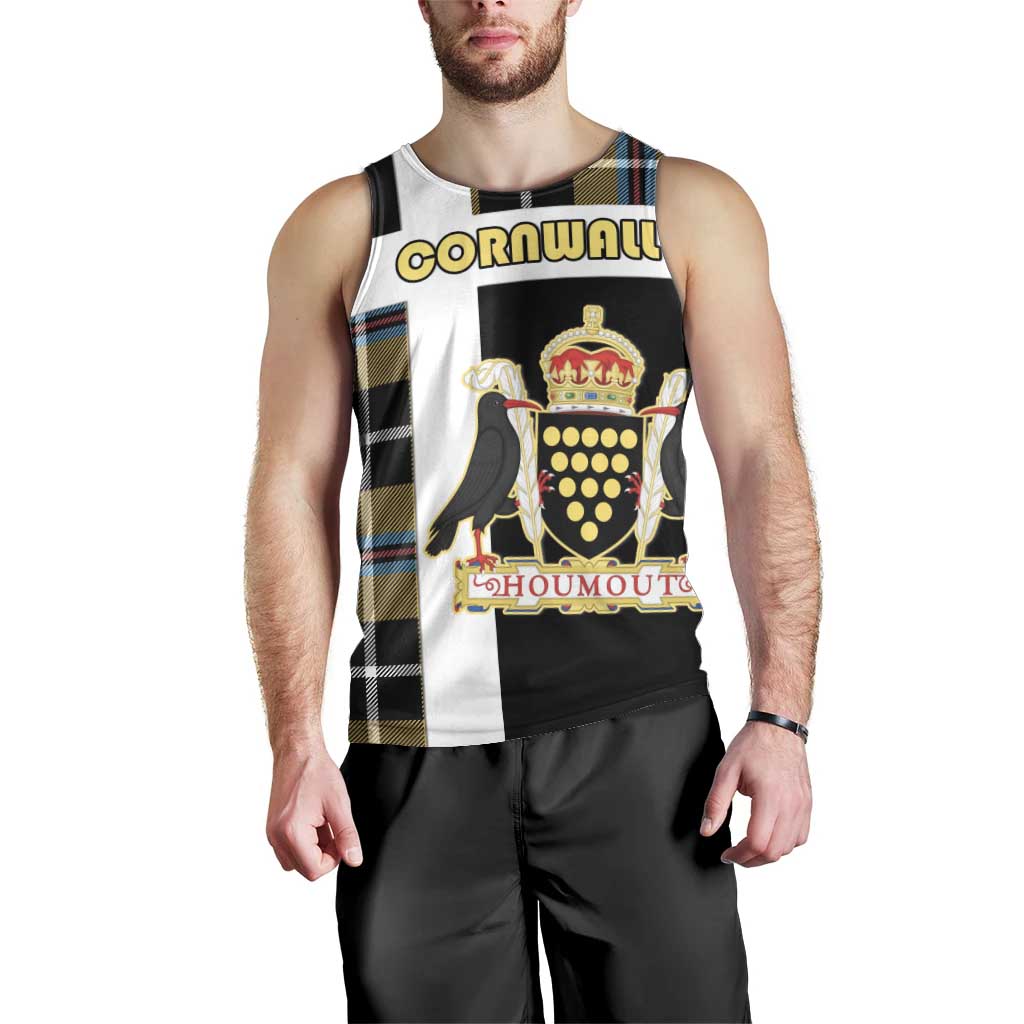Personalized Cornwall Men Tank Top Coat Of Arms - Cornish Tartan - Wonder Print Shop