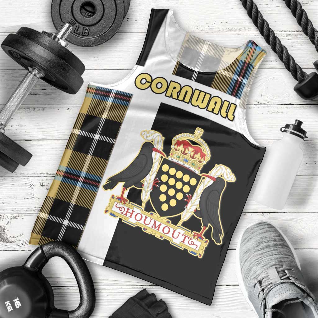 Personalized Cornwall Men Tank Top Coat Of Arms - Cornish Tartan - Wonder Print Shop