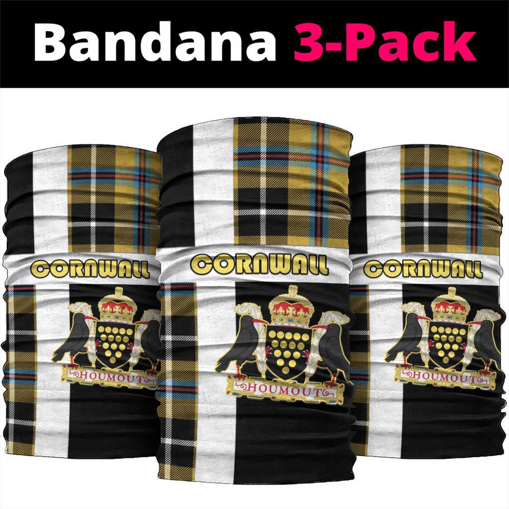 Cornwall Neck Gaiter Coat Of Arms - Cornish Tartan - Wonder Print Shop