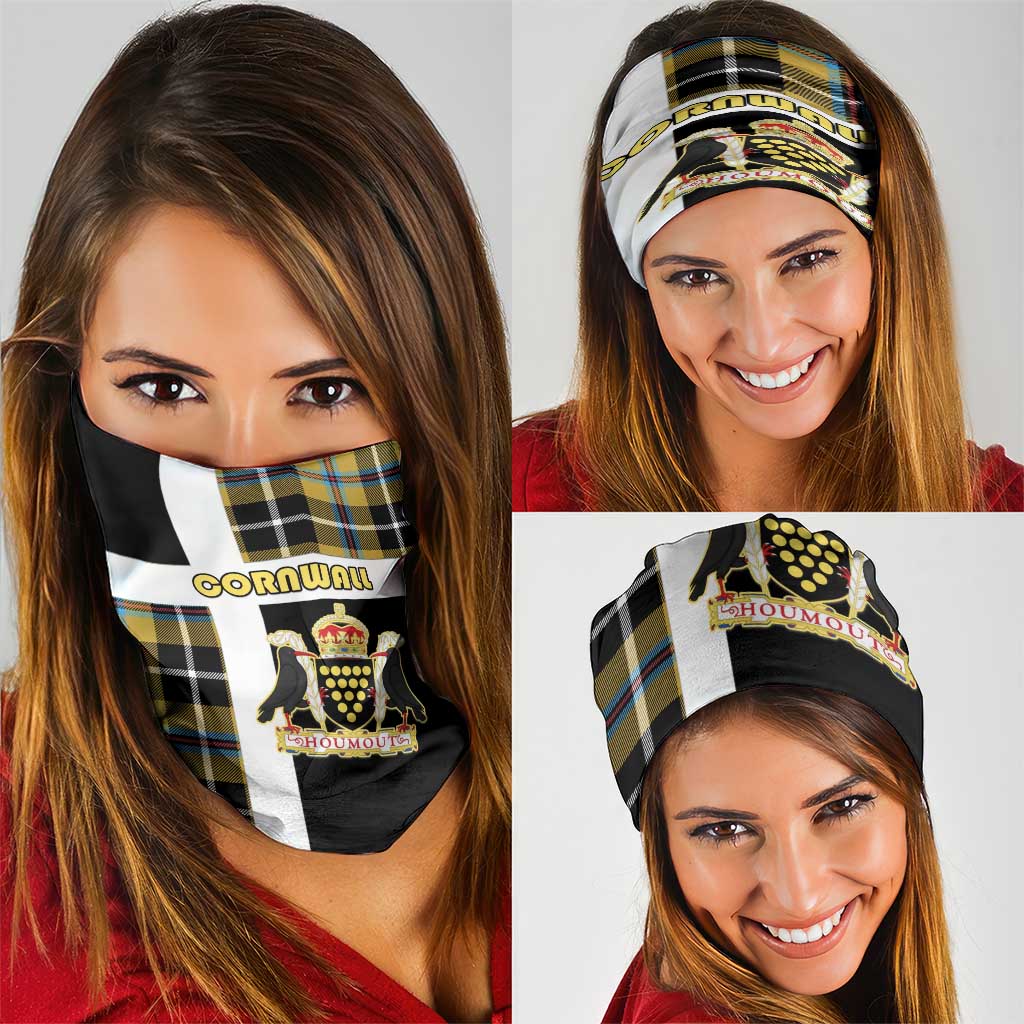 Cornwall Neck Gaiter Coat Of Arms - Cornish Tartan - Wonder Print Shop