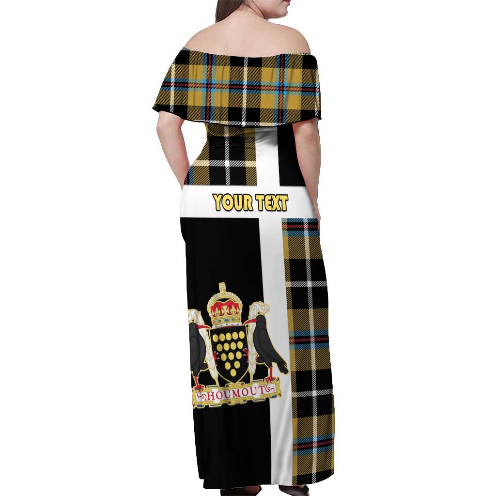 Personalized Cornwall Off Shoulder Maxi Dress Coat Of Arms - Cornish Tartan - Wonder Print Shop