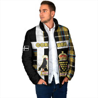 Personalized Cornwall Padded Jacket Coat Of Arms - Cornish Tartan - Wonder Print Shop