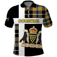 Personalized Cornwall Polo Shirt Coat Of Arms - Cornish Tartan - Wonder Print Shop