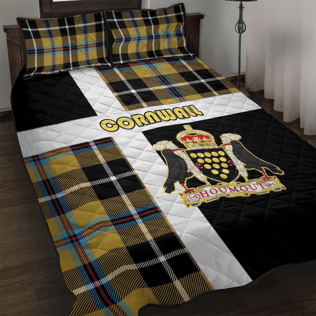 Cornwall Quilt Bed Set Coat Of Arms - Cornish Tartan - Wonder Print Shop