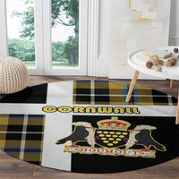 Cornwall Round Carpet Coat Of Arms - Cornish Tartan - Wonder Print Shop