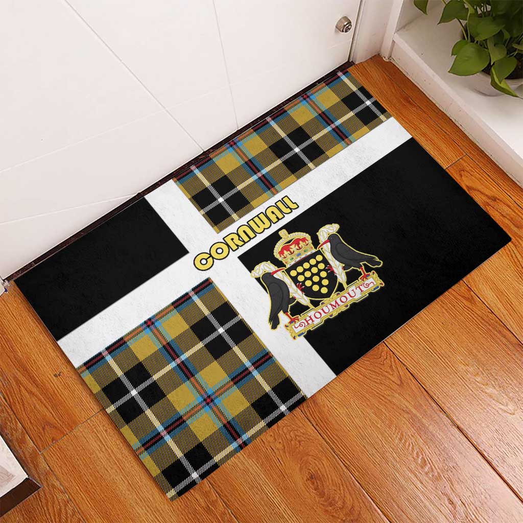 Cornwall Rubber Doormat Coat Of Arms - Cornish Tartan - Wonder Print Shop