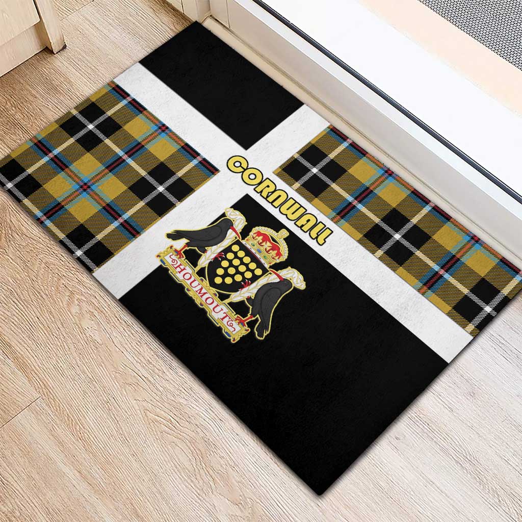 Cornwall Rubber Doormat Coat Of Arms - Cornish Tartan - Wonder Print Shop