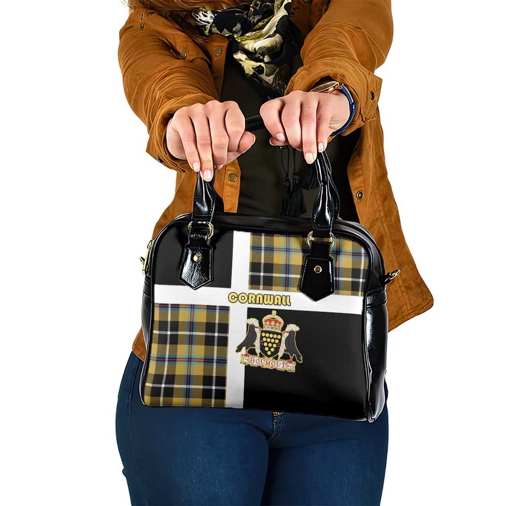 Cornwall Shoulder Handbag Coat Of Arms - Cornish Tartan - Wonder Print Shop