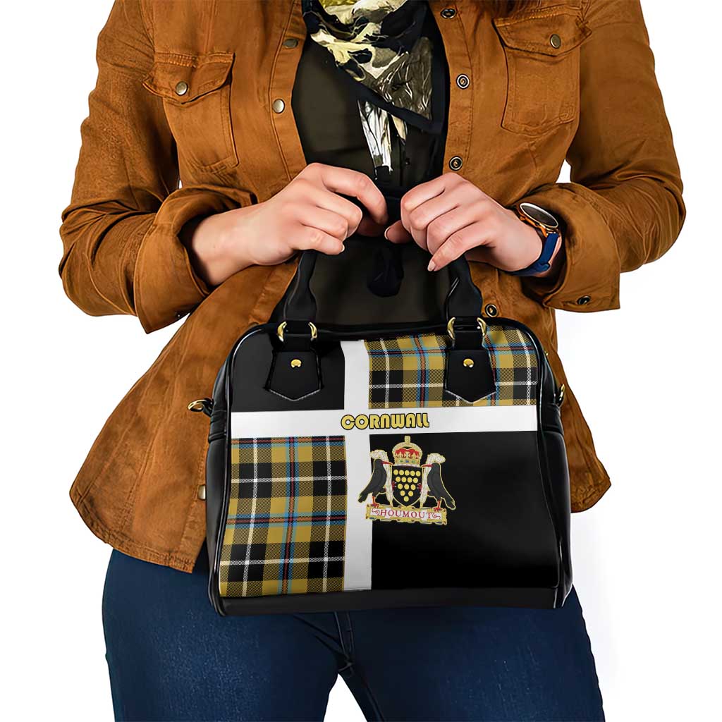 Cornwall Shoulder Handbag Coat Of Arms - Cornish Tartan - Wonder Print Shop