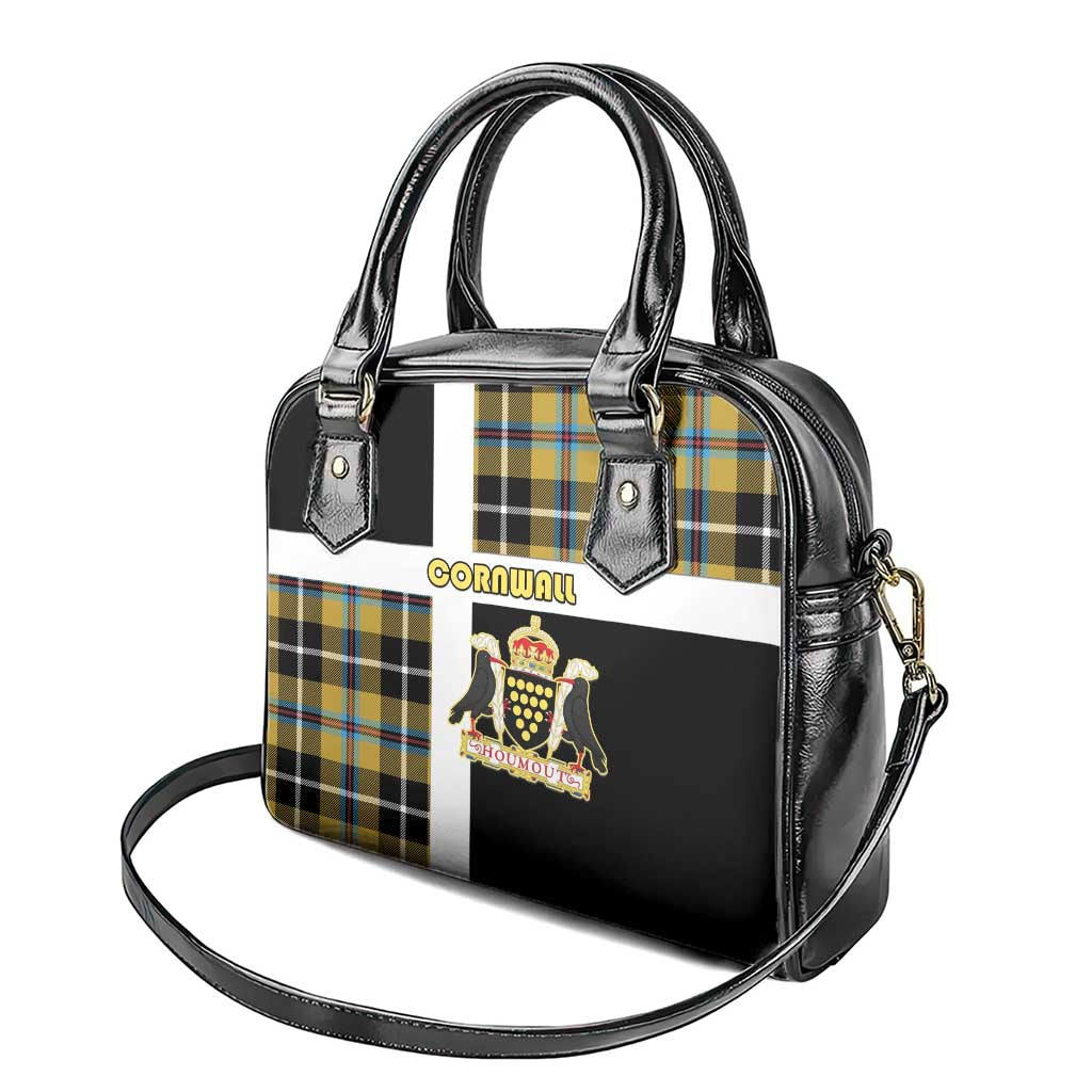 Cornwall Shoulder Handbag Coat Of Arms - Cornish Tartan - Wonder Print Shop