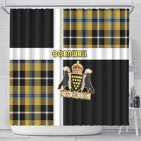 Cornwall Shower Curtain Coat Of Arms - Cornish Tartan - Wonder Print Shop