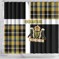 Cornwall Shower Curtain Coat Of Arms - Cornish Tartan - Wonder Print Shop