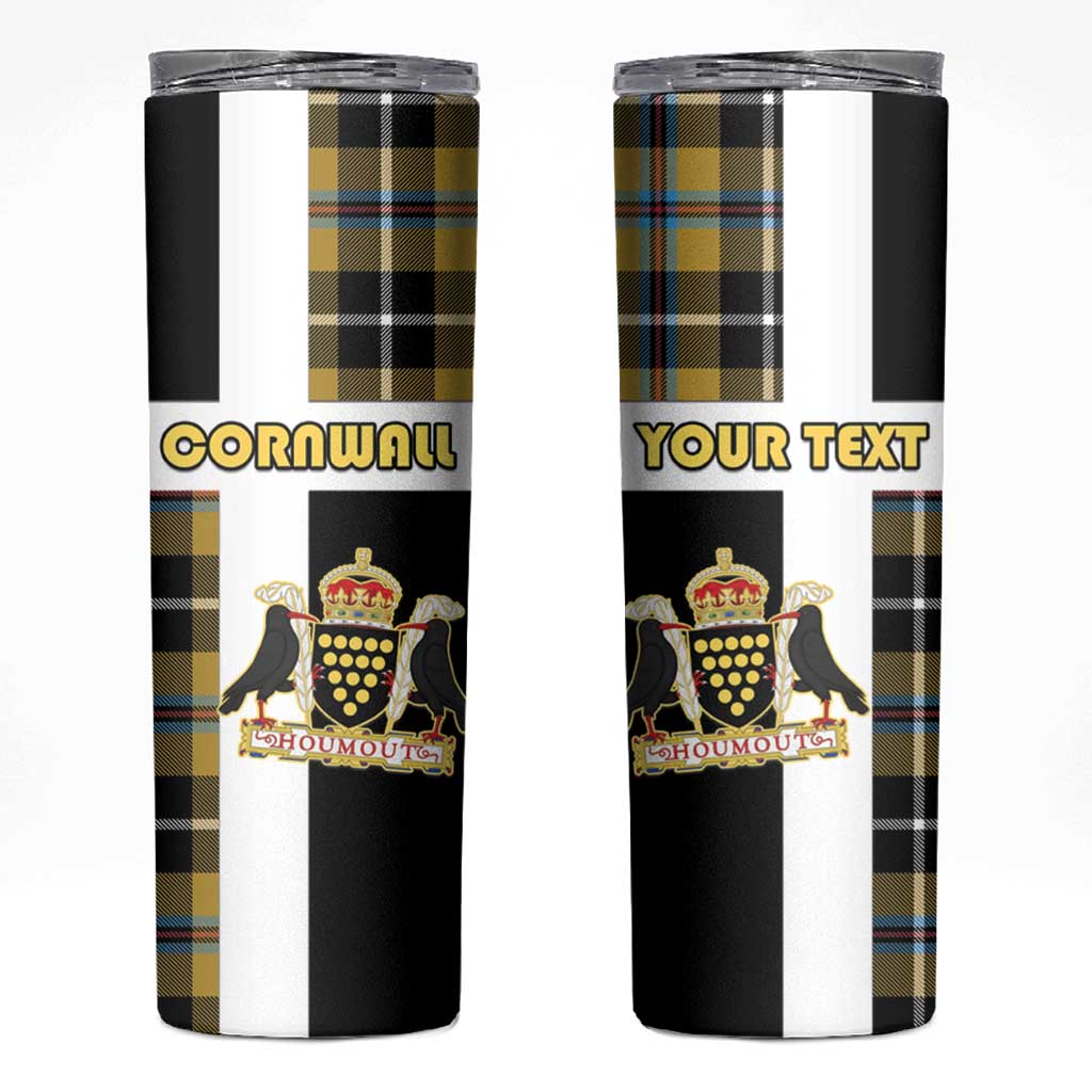 Personalized Cornwall Skinny Tumbler Coat Of Arms - Cornish Tartan - Wonder Print Shop